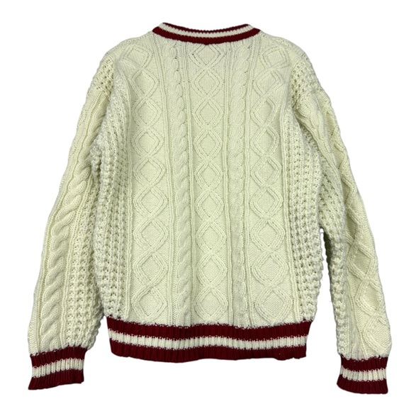 Vintage Ringer Cable Knit Crewneck Pullover Sweater - Picture 2 of 5